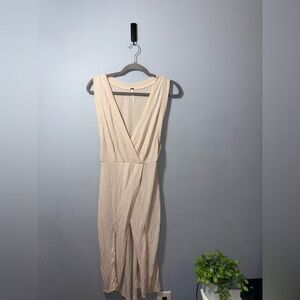 Free People Rising Sun Ribbed Midi Dress in Cream ASO Aria Montgomery Small EUC